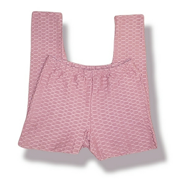 Cacia High Rise Scrunch Butt Honeycomb Bubble Texture Mauve Slimming Leggings L - Picture 4 of 16